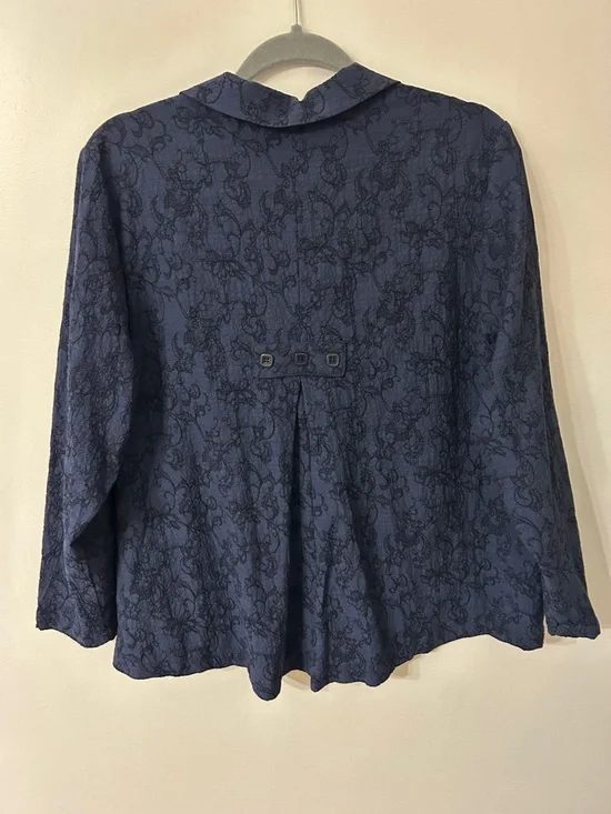 Habitat Shirt Women’s L Navy Floral Boho Lagenlook - Picture 15 of 16